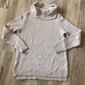 Hilary Radley Textured Cream Turtleneck Sweater